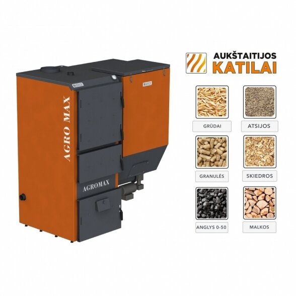 Universalus granulinis katilas AUKŠTAITIJOS KATILAI Agro Max 70 kW 2