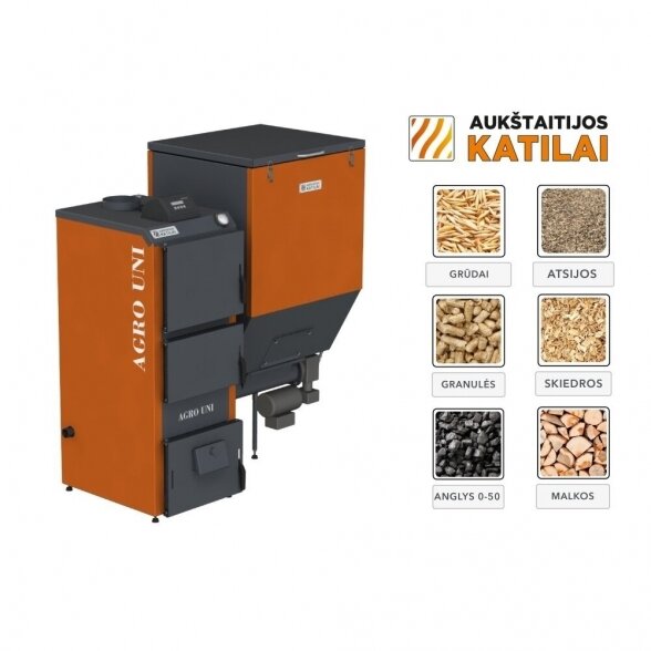 Universalus granulinis katilas AUKŠTAITIJOS KATILAI Agro Uni 20 kW 2