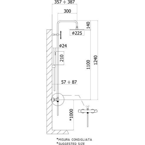 Virštinkinė termostatinė dušo sistema PAFFONI Light 1