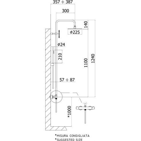 Virštinkinė termostatinė dušo sistema PAFFONI Light 3