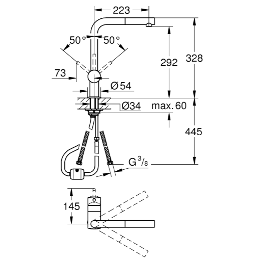 Virtuvės (plautuvės) maišytuvas su vandens filtru GROHE Blue Pure Minta, 31721000 + 40438001 3