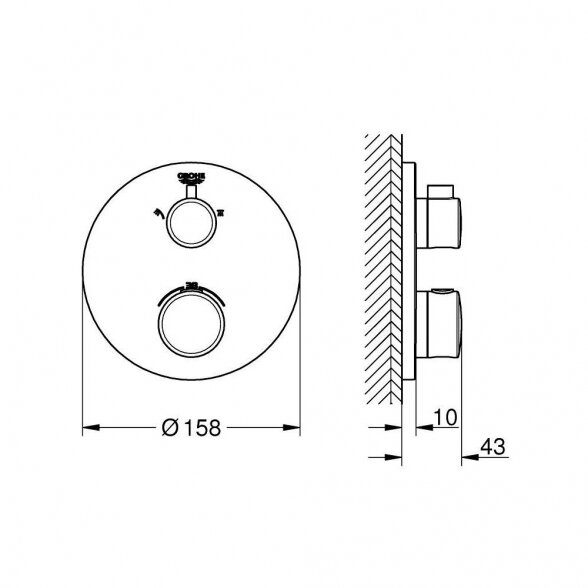 Virštinkinė dalis GROHE Grohtherm 2 išėjimų, 24076000 2