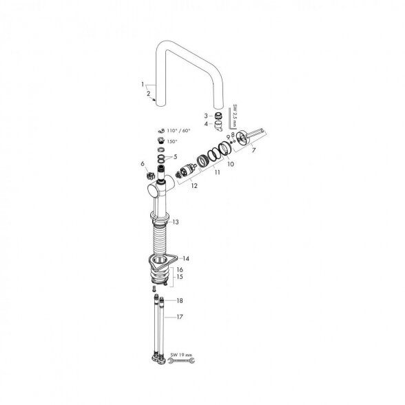 Virtuvės (plautuvės) maišytuvas HANSGROHE Talis M54, 72806800 2