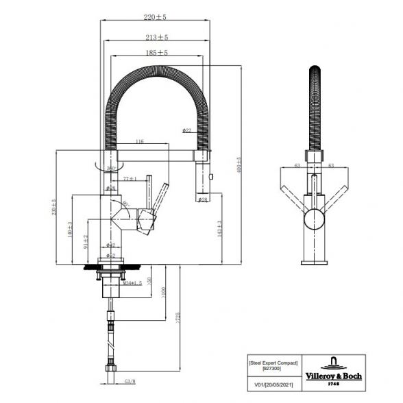 Virtuvinis maišytuvas VILLEROY & BOCH Steel Expert Compact, 92730006 4