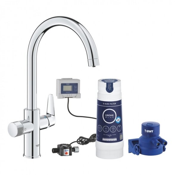 Virtuvinis (plautuvės) maišytuvas GROHE Blue Pure BauCurve Starter Kit, 30581000