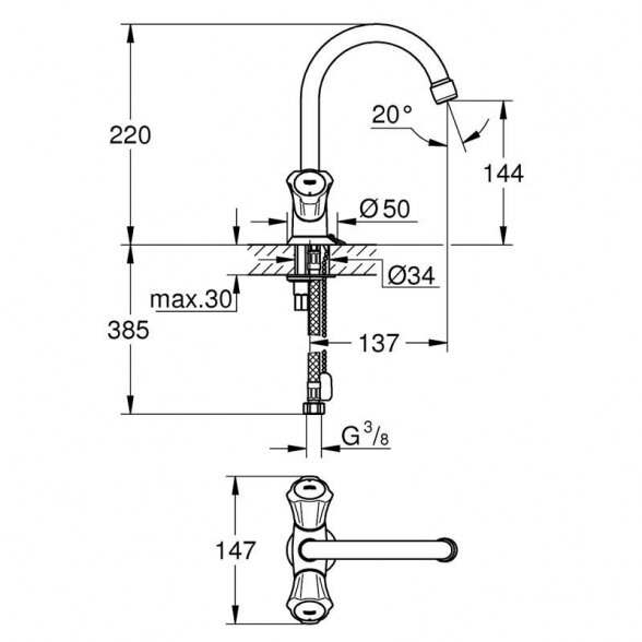 Virtuvinis (plautuvės) maišytuvas GROHE Costa L 4