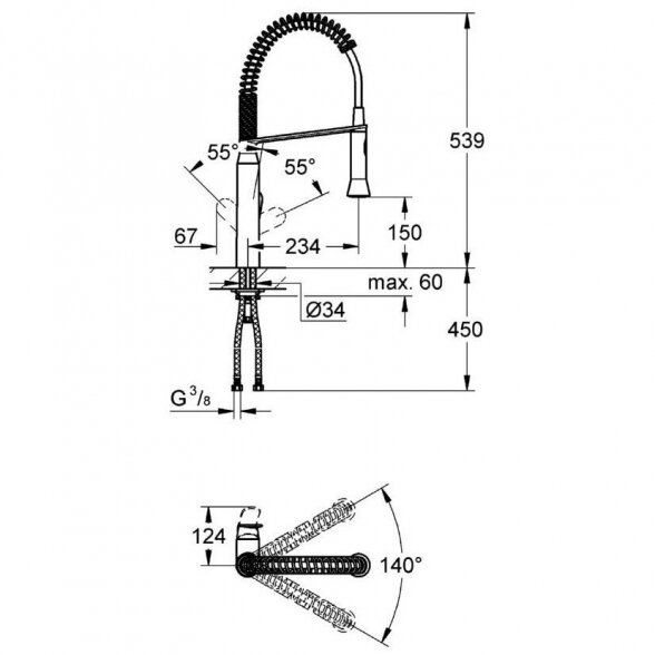 Virtuvinis (plautuvės) maišytuvas GROHE K7, 31379000 3