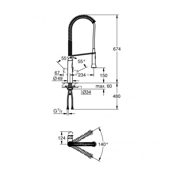 Virtuvinis (plautuvės) maišytuvas GROHE K7, 32950000 4