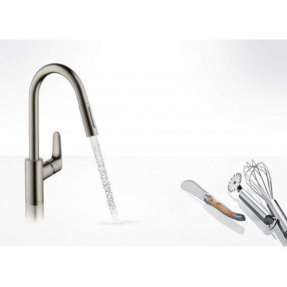 Virtuvinis (plautuvės) maišytuvas su ištraukiamu snapu HANSGROHE Focus, 31815800 2