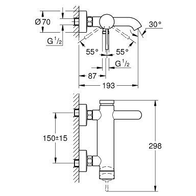 Vonios - dušo maišytuvas GROHE Essence, 33624GN1 1