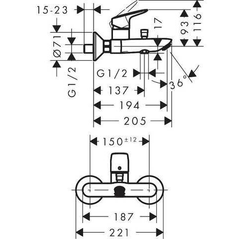 Vonios - dušo maišytuvas HANSGROHE Logis, 71400670 1