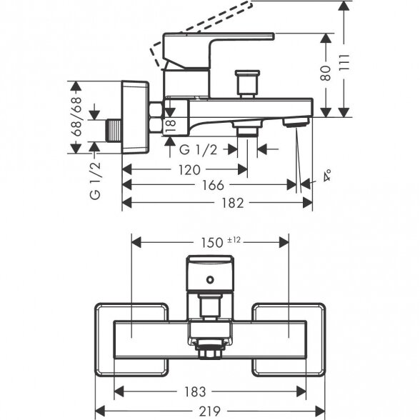 Vonios maišytuvas HANSGROHE Vernis Shape, 71450000 2